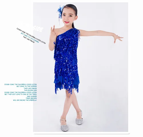 Royal Blue Платье для Фламенго для латинских танцев, сальсы, сальсы, с кисточками, Детская праздничная одежда для танцев, костюм Vestidos, бальное платье, платье для самбы, карнавала, платье Гэтсби - Цвет: Royal Blue