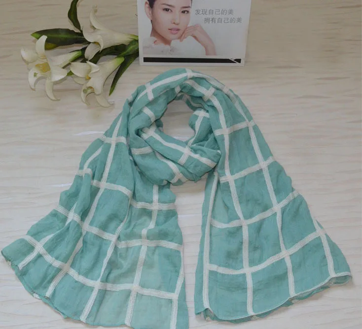 Новинка весны женские клетчатые вышитые 2015 хлопковые шарфы шали и хиджаб шарф с