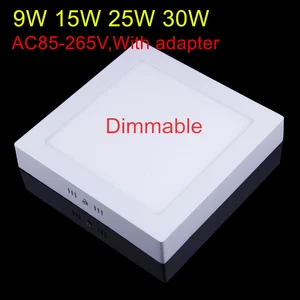 Квадратный светодиодный панельный светильник 9 Вт15 Вт25 Вт30 Вт, поверхностный монтаж, Диммируемый светодиодный потолочный светильник, AC85-265V + светодиодный драйвер, бесплатная доставка