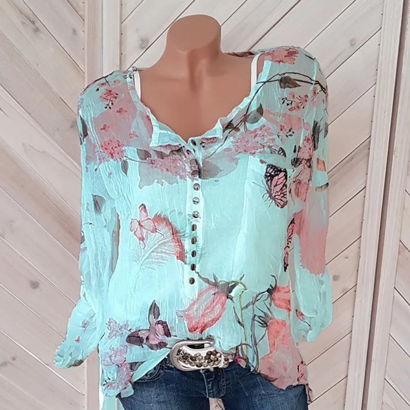 Рубашка женская с длинным рукавом и принтом| |