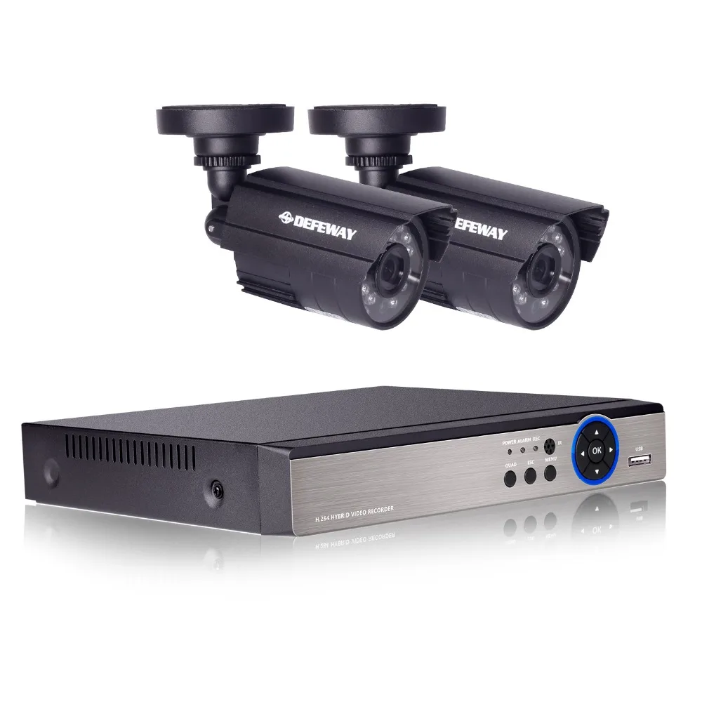 DEFEWAY HD 1080N 4 канальная система видеонаблюдения DVR KIT 2PCS 1200TVL Домашняя безопасность