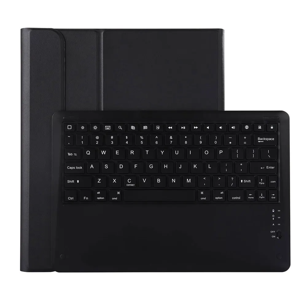 Для iPad Pro 12,9 Съемная Bluetooth Русская/Иврит/испанская клавиатура+ тонкая подставка из искусственной кожи Чехол встроенный карандаш слот - Цвет: Black