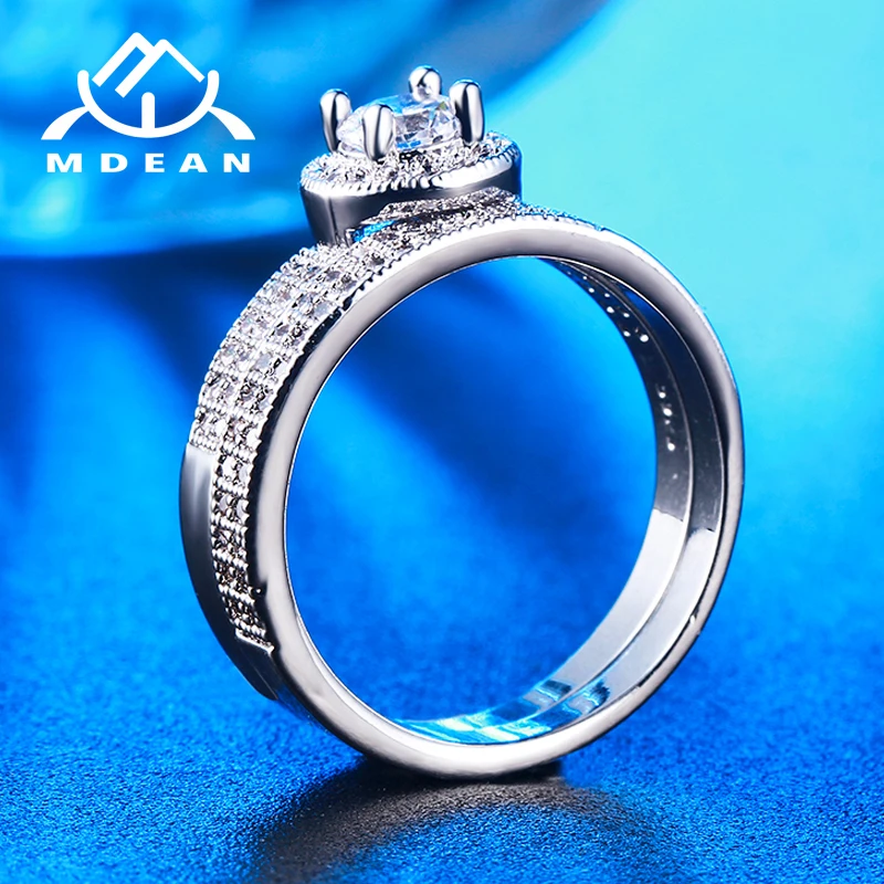 MDEAN Ювелирные наборы колец белого золота цвет женское кольцо AAA циркон ювелирные