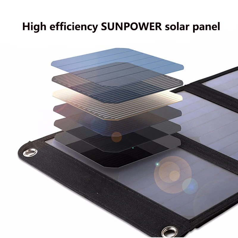 Fovigour 21 Вт складной панели солнечных батарей Зарядное устройство Sunpower Панели