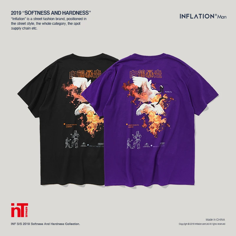Мужские футболки с инфляцией брендовая футболка летающие журавли хлопок 2019
