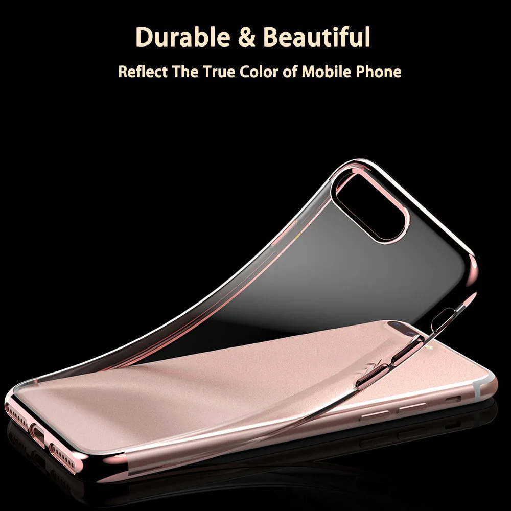 Kerzzil Metal Flash Transparent Crystal Clear TPU Cases For iPhone 7 6 6S Plus Soft Slim Cover Back Capa |