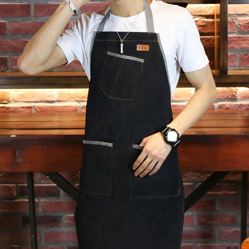 Горячая новинка 2018 джинсовая униформа для кафе ковбоя унисекс Мужская Кухня