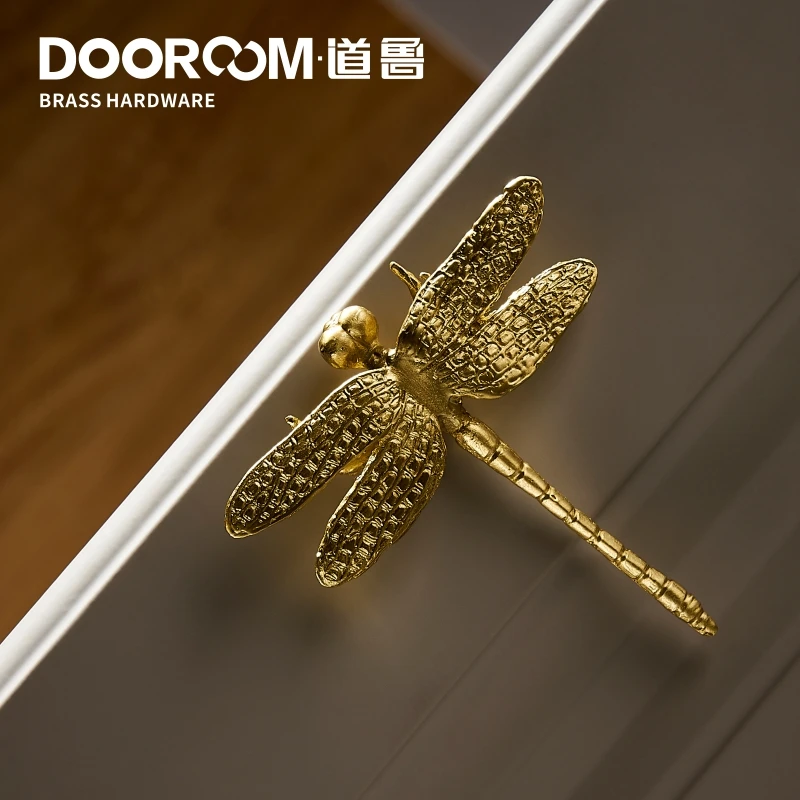 Dooroom латунные стрекозы декоративные ручки для мебели скандинавские Ins золотого цвета для ящика двери шкафа шкаф комод ручки