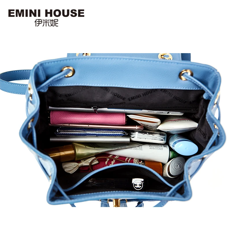 EMINI HOUSE Anti Theft рюкзак женский спилок кожаный рисунок путешествия для девочек