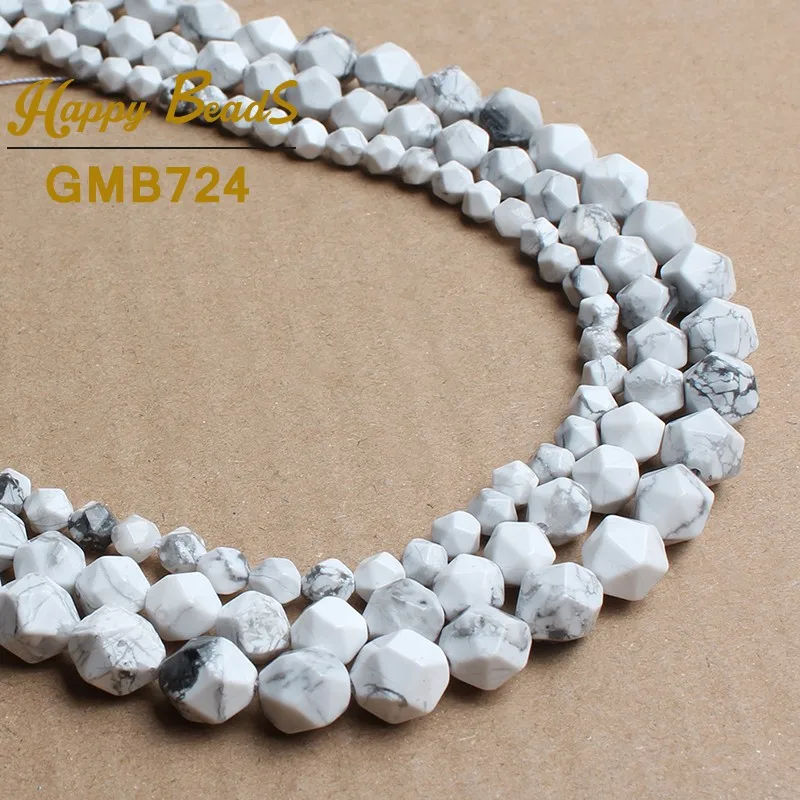 White Turquoise Натуральный граненый Агаты кварцевые бирюзовый камень бисер Свободные Spacer Бусины для самостоятельного изготовления ювелирных изделий Браслеты 15 ''6/8/10/12 мм - Цвет: White Turquoise