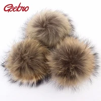 geebro 50 pcs 15 cm genuine natural raccoon fur pompoms big fur balls for winter beanies scarf accessories real fur pom pom