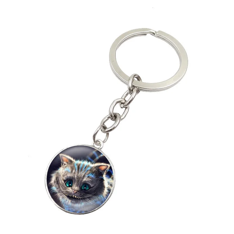 Брелок для ключей из фильма Алиса в стране чудес круглый стеклянный кулон брелок