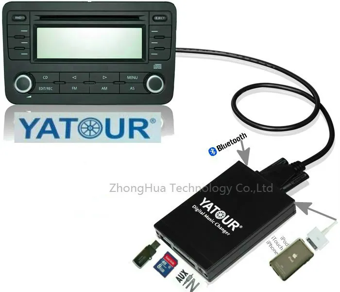 Зарядное устройство Yatour YTM07 с USB SD AUX Bluetooth ipod/iphone для Fiat Sedici/Suzuki/Opel Agila 14 контактный