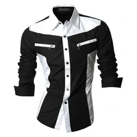 jeansian spring autumn features shirts men casual shirt long sleeve slim fit male shirts zipper decoration no pockets z018