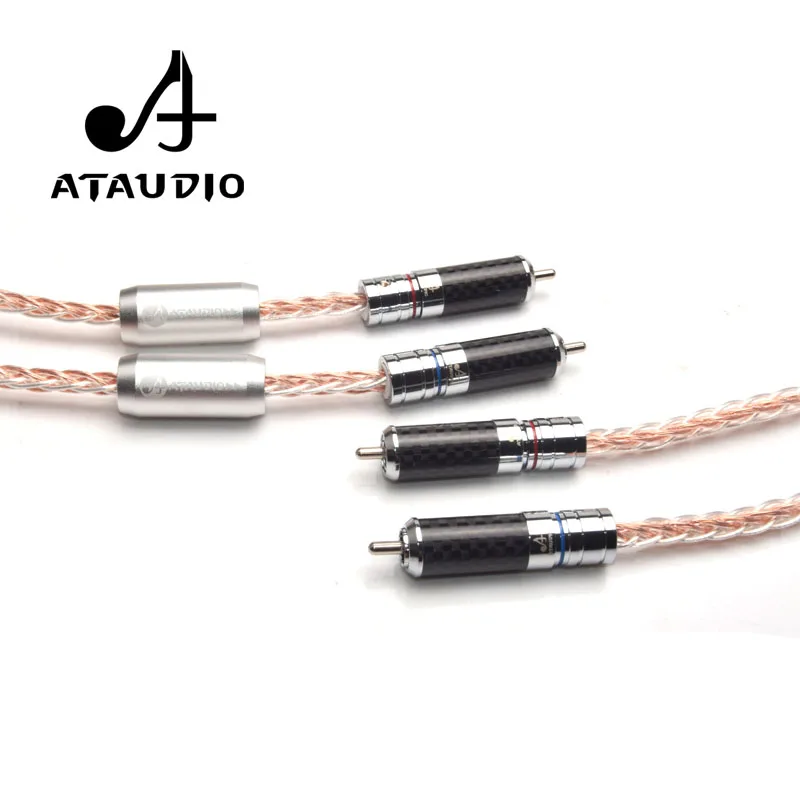 ATAUDIO 7N OCC серебристый и медный Hifi RCA кабель Hi end 2RCA штекер соединительный 1 м 2 3