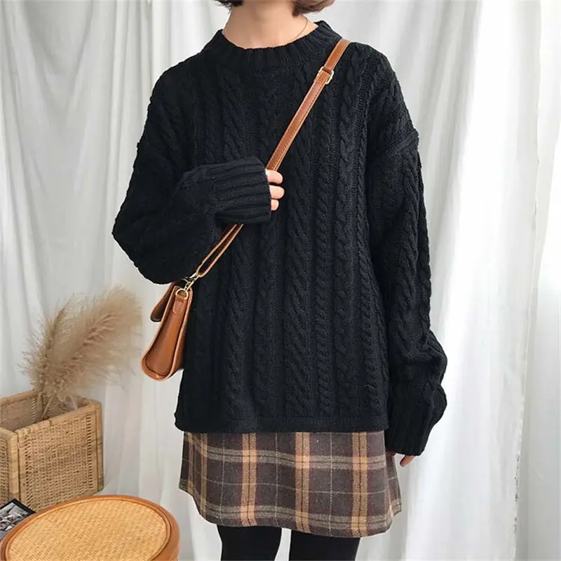 HziriP 2019 Autumn Winter Stylish Knitted Sweater High Quality Fashion Loose Pullover Free Female Casual Sweaters 4 Colors | Женская