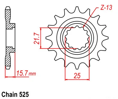 Мотоциклетная передняя Звездочка 525 17T для Kawasaki ZZ-R600 ZX-6R ZX600 ZX636