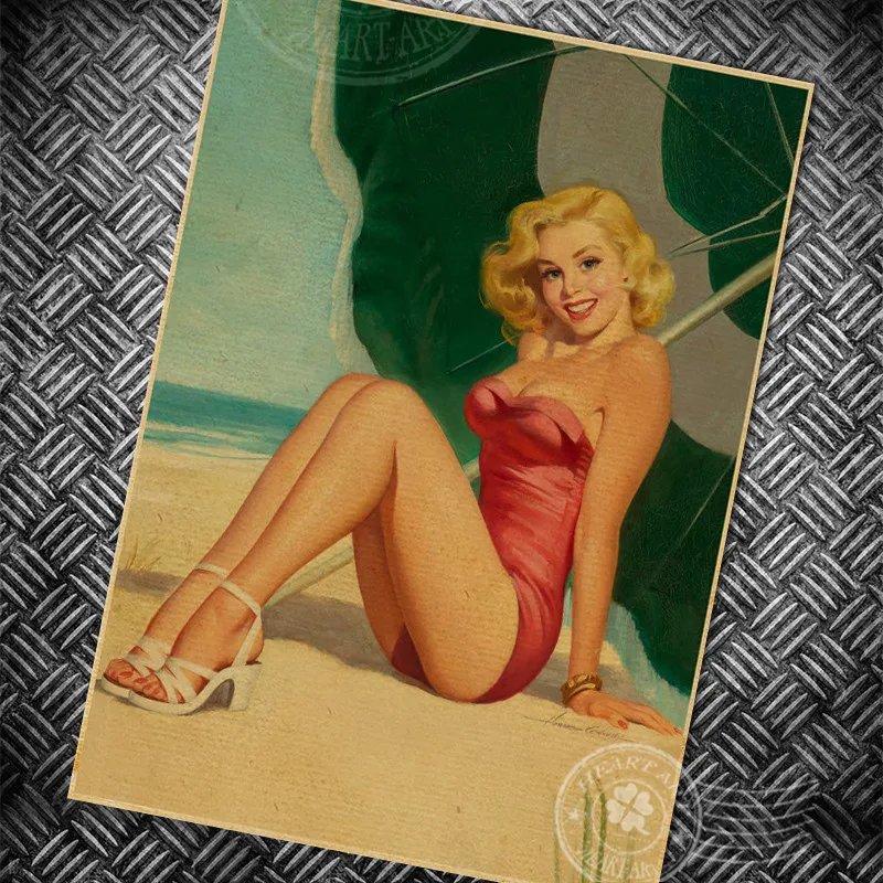 Лидер продаж! Пляжная красота Винтажный Фильм крафт бумага плакат ретро Наклейка
