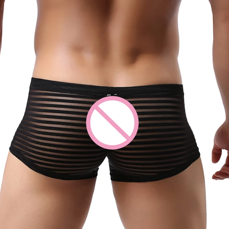 YUFEIDA сексуальное нижнее белье в полоску Боксеры Шорты сетчатые прозрачные Sunmmer