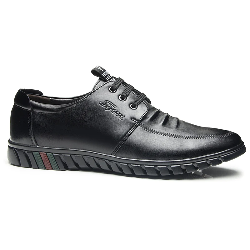 SHENGKUANG Leather Men Shoes Slip-On Casual Black Simple Style Formal Shoe | Обувь