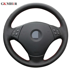 diy hand stitched black artificial leather steering wheel cover for bmw e90 320 318i 320i 325i 330i 320d x1 328xi 2007 free global shipping