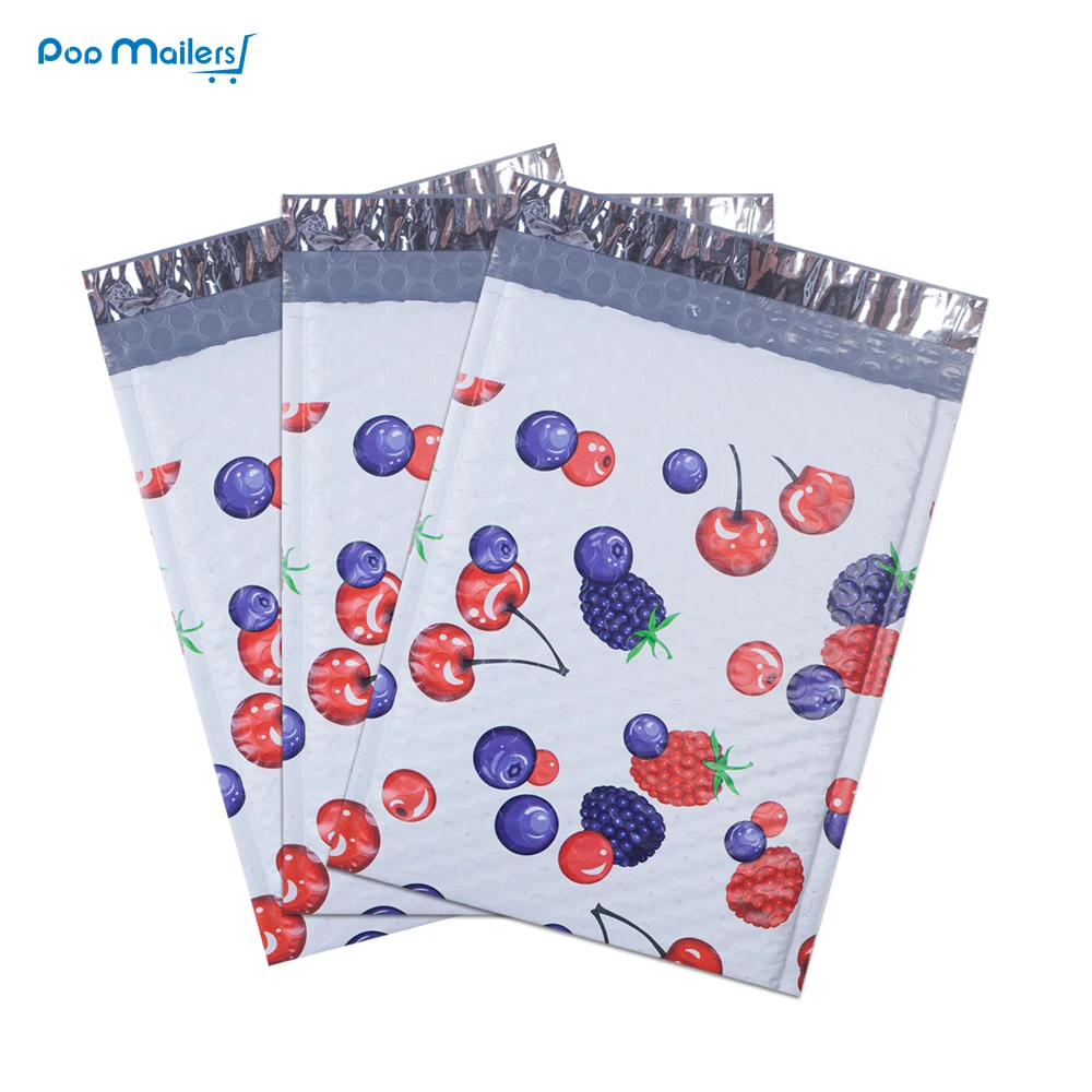 10pcs 6*9 inch Poly Bubble Mailers 175*230mm Envelopes Cherry blueberry mulberry Pattern Lined Mailer | Канцтовары для офиса и