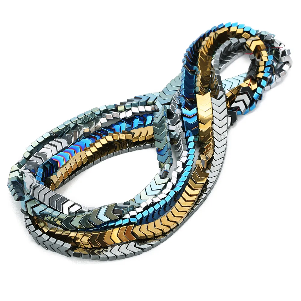 SAUVOO 1Strand/lot 8mm Colorful Hematite Arrow Beads V Shape Semi-precious Stone Bracelets Necklaces Making DIY Jewelry | Украшения и
