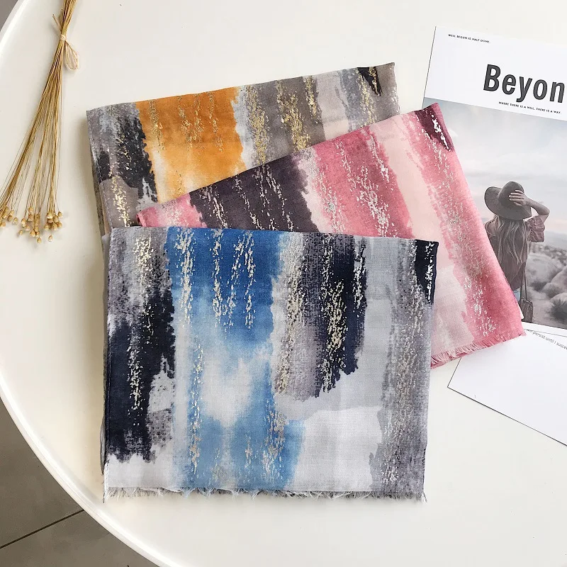 2019 Элитный бренд шарф для женщин с эффектом деграде (переход от темного к блеск