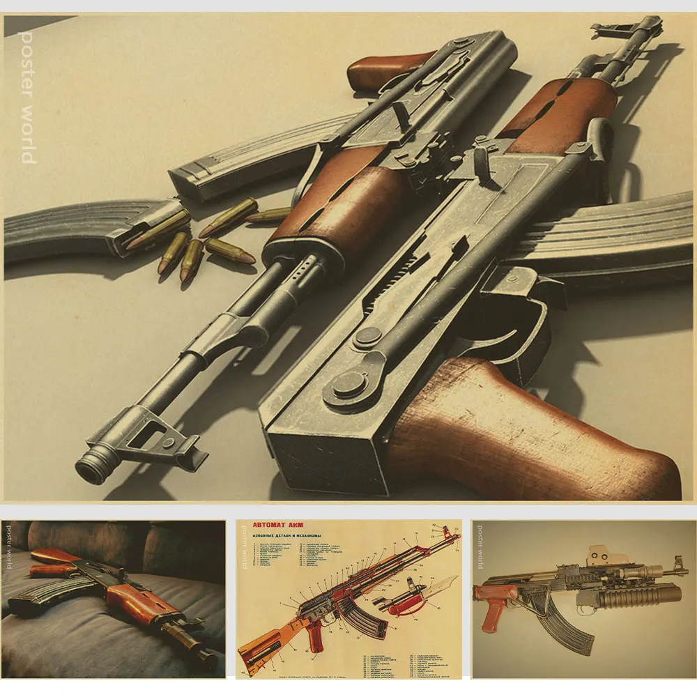 Пистолет AKM Штурмовая винтовка AK47 Модифицированная структура диаграмма крафт-бумага плакат художественный Декор декоративный бумажный плакат