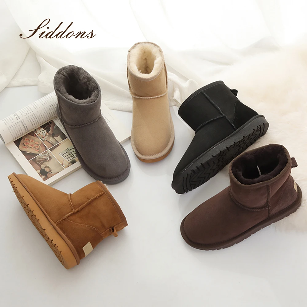 SID0008 Australian FUR WOOL snow boots women's low tube short winter warm cotton anti slip beef tendon bottom | Обувь