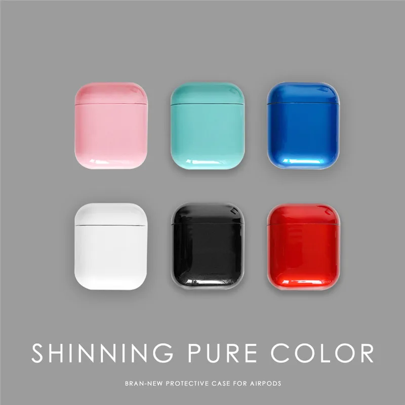 Блестящие однотонные Защитные чехлы для наушников Tiffany Blue для Apple, беспроводная Bluetooth гарнитура Airpods 1 2, жесткий чехол из поликарбоната