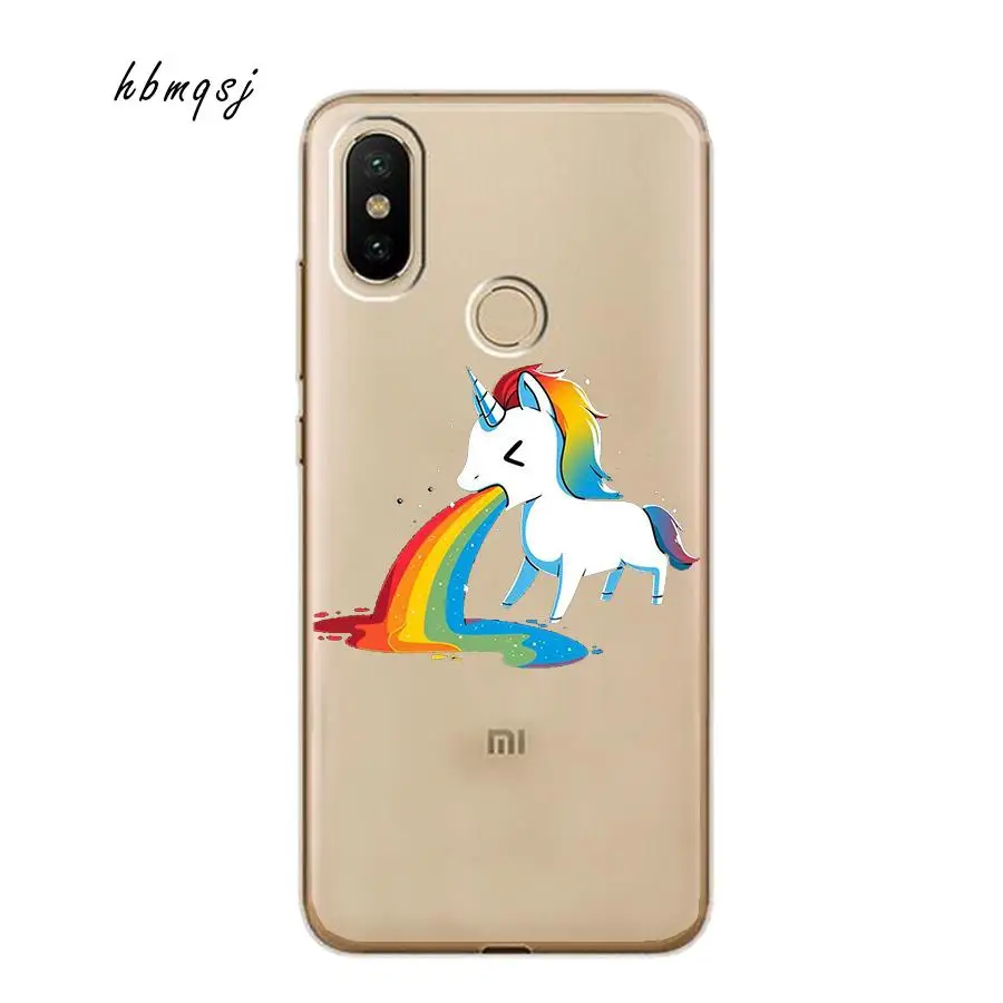 Милый чехол для xiaomi redmi note 6 pro силиконовый мягкий с радужным единорогом