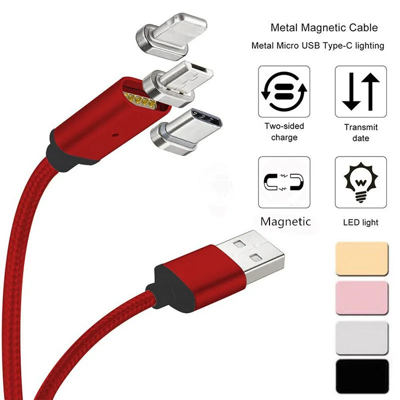 USB Type C/IOS/Micro 3 в 1 Магнитный зарядный кабель адаптер для быстрой зарядки нейлоновый