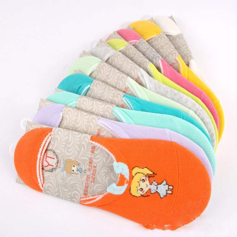 Новое поступление 2015 хлопковые носки-невидимки для девочек с героями