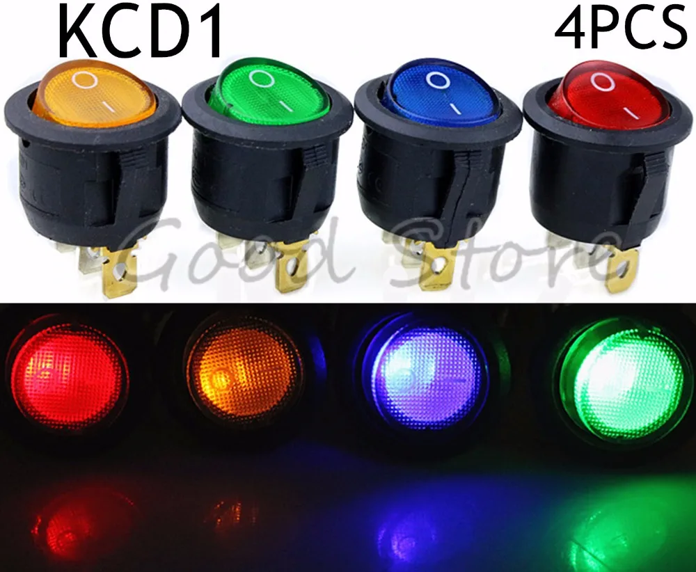 4 шт. 3Pin на включение/выключение автомобиля 220V/12V Круглый Рокер Dot лодка