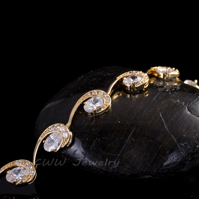 Женский браслет с фиолетовыми стразами CWWZircons ювелирное изделие цвета желтого