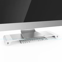 aluminum alloy desktop monitor stand space bar non slip laptop stand riser with 4 ports usb charging for imac macbook pro air