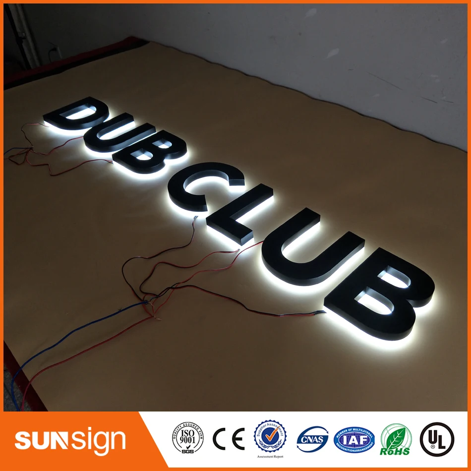 painted Stainless steel Backlit signage letters LED 3D illuminated Channel letters signs for club