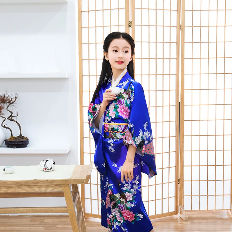 Милое традиционное платье кимоно для девочек Yukata с Obi элегантное японское