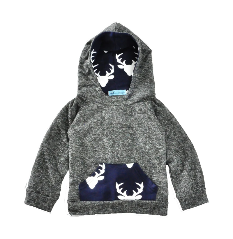 Мальчик комплект одежды олень осенью 2017 серый С Капюшоном тенниска + брюки 2 шт.