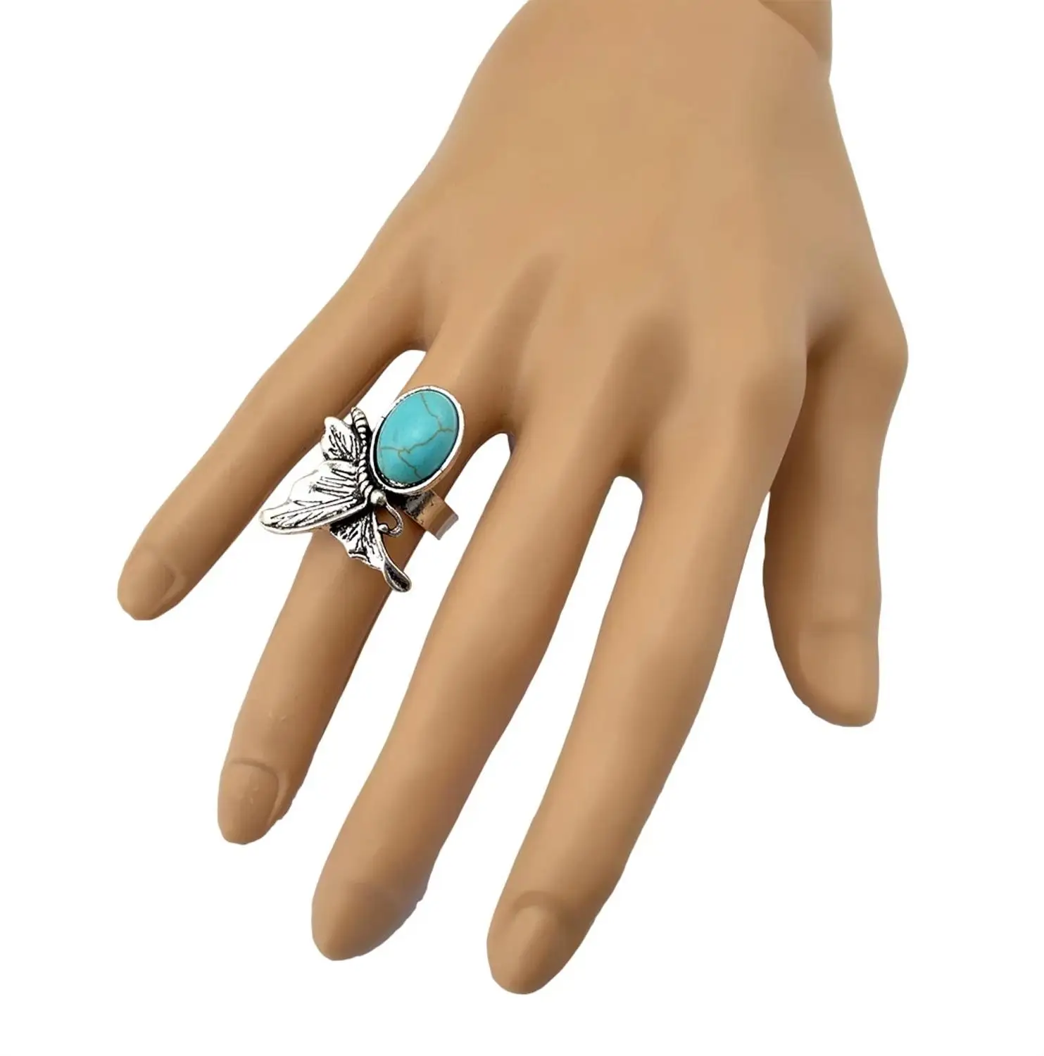 Fashion Bohemian Vintage color Metal Green Stone Midi Finger Knuckle Rings for Women Men Gifts Party Adjusteable Bijoux Jewelry | Украшения
