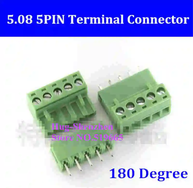

5.08 5.08mm 5pin 5-Pin Terminal plug type 300V 10A 5.08mm pitch connector pcb screw terminal block 180 degree