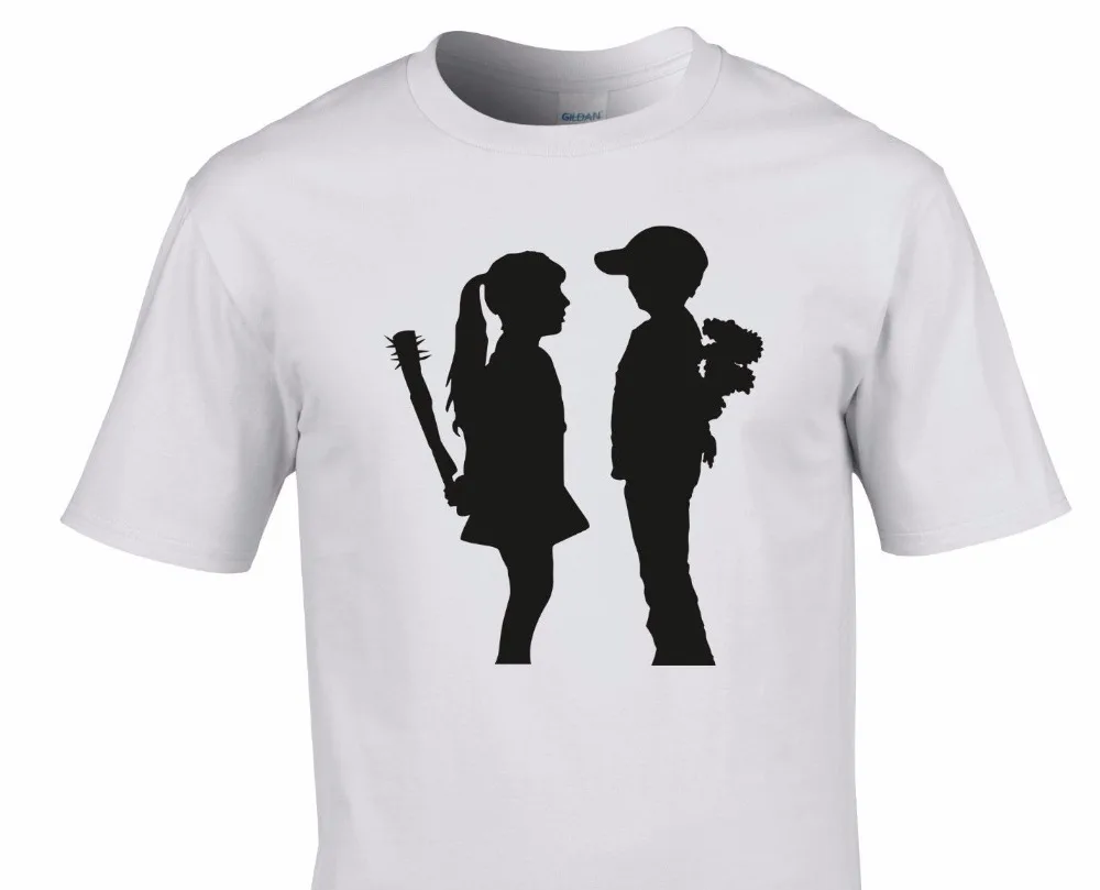 

2019 Hip Hop Men Tee Shirt Short Sleeve Tops Banksy Boy Meets Girl T-Shirt Urban Art Graffiti Brand New cotton T Shirt
