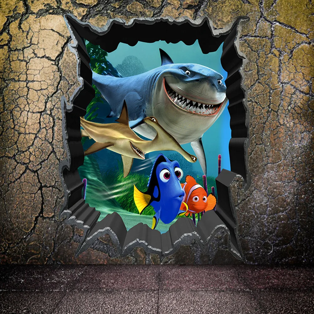 Настенная Наклейка с изображением рыбы акулы и Немо украшение для детской