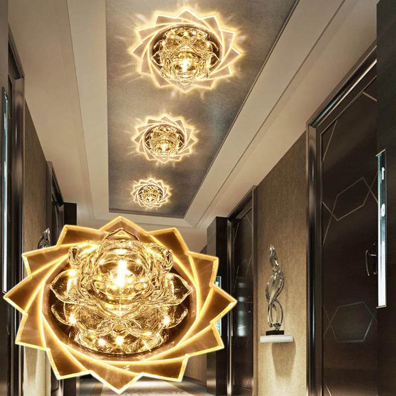 LAIMAIK-Luz LED de techo de cristal, 3W, 5W, moderna, para pasillo, AC90-260V