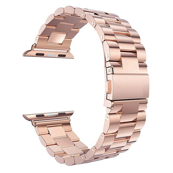 Rose Gold Ремешок из нержавеющей стали для iWatch Apple Watch, 38 мм, 40 мм, 42 мм, 44 мм, серия 5, 4, 3, 2, 1, ремешок на запястье, браслет из розового золота - Цвет ремешка: Rose Gold