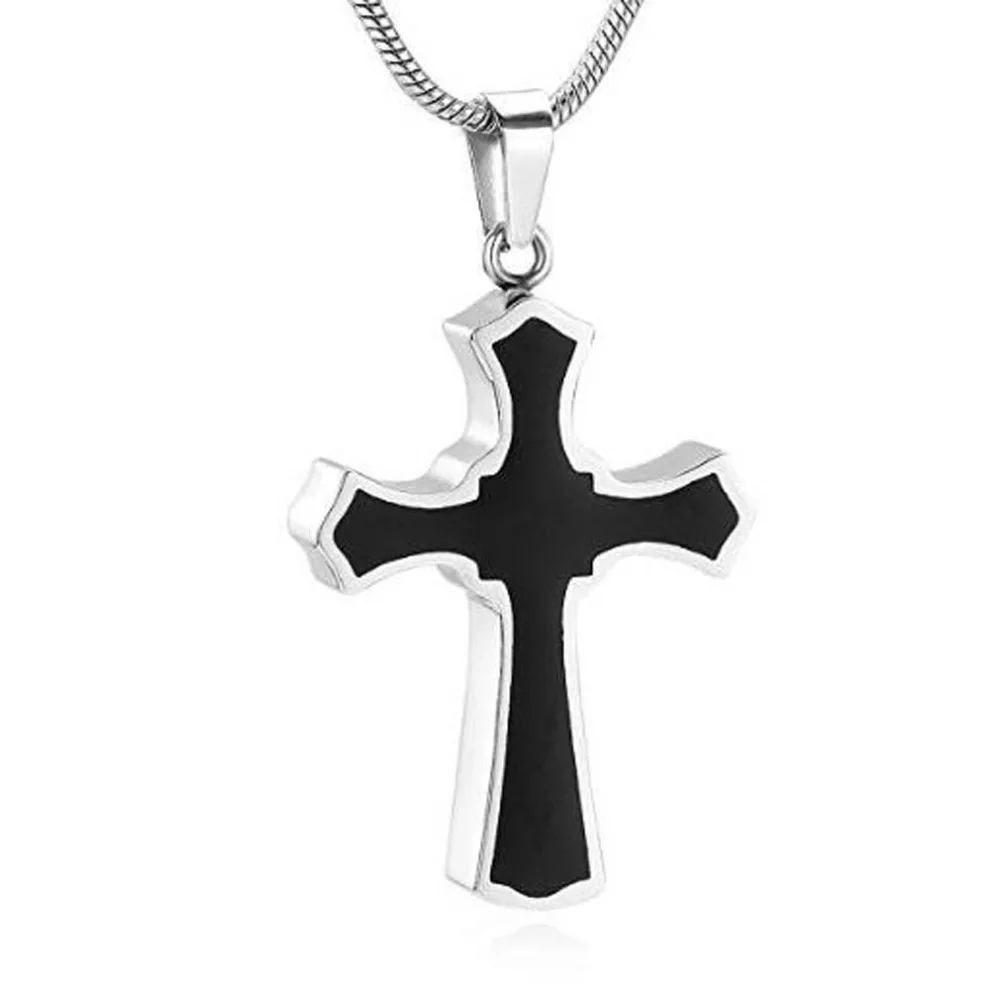 

Cremation Jewelry Black Cross Urn Pendant Keepsake Memorial Necklace