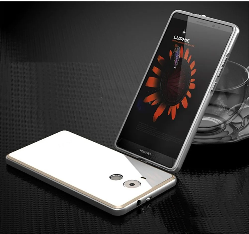 Mate 8 Case Оригинальный Роскошный Закаленное Стекло Задняя Крышка + Металл