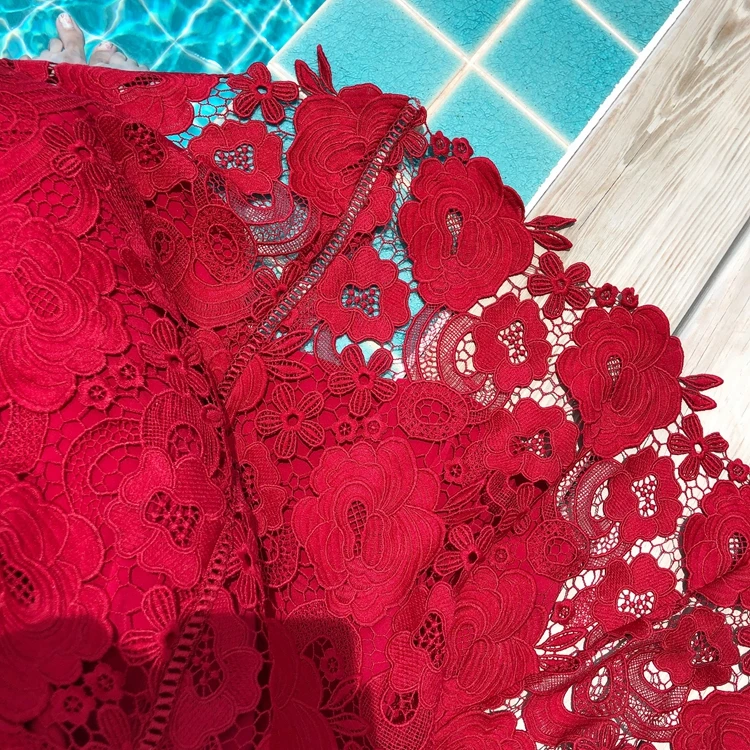 Женское кружевное платье SMTHMA элегантное красное высокого качества с вырезами