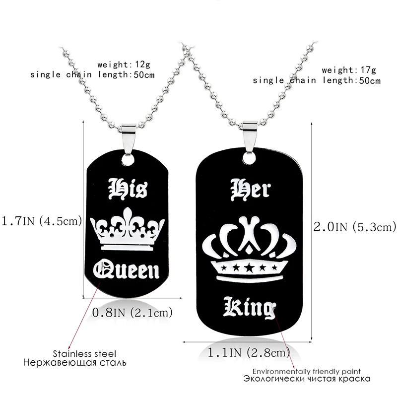 Женское ожерелье с подвеской Her King His Queen|valentine day gift|necklace couplevalentines |